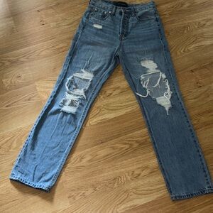 Aeropostale Straight Leg Distressed Blue Jeans